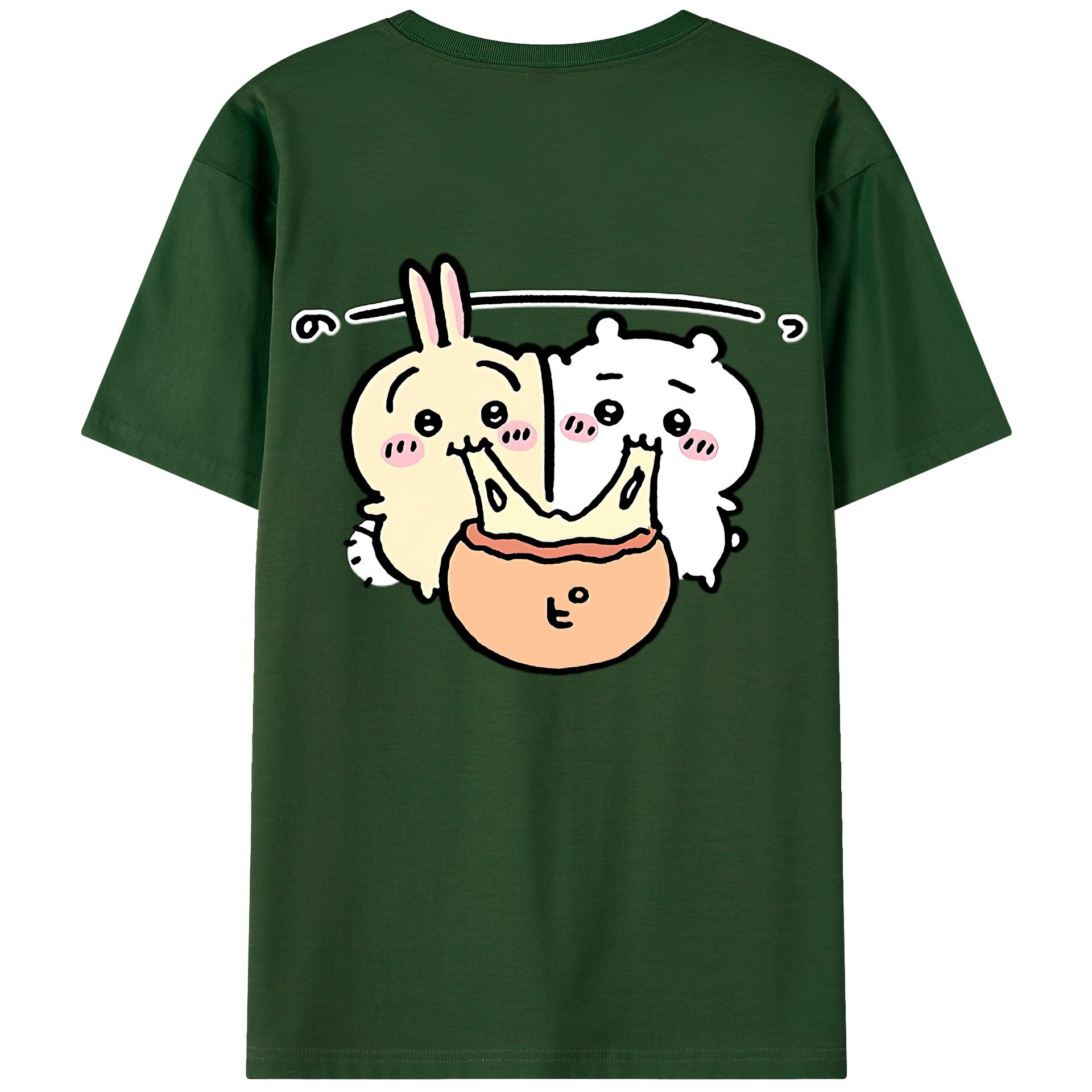 （画像用） ちいかわ うさぎ Chii-kawa usagi 綿100％半袖Tシャツ（背面プリント）